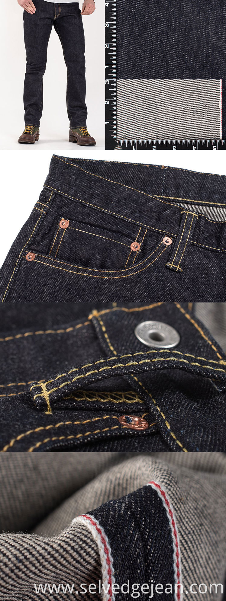 17oz deep indigo tapered cut and color fade jeggings raw kain selvedge man denim fabric jeans